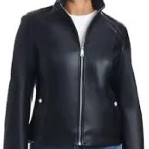 NWT Vince Camuto Ladies' Faux Leather Jacket SZ XXL BLACK - Picture 2 of 7